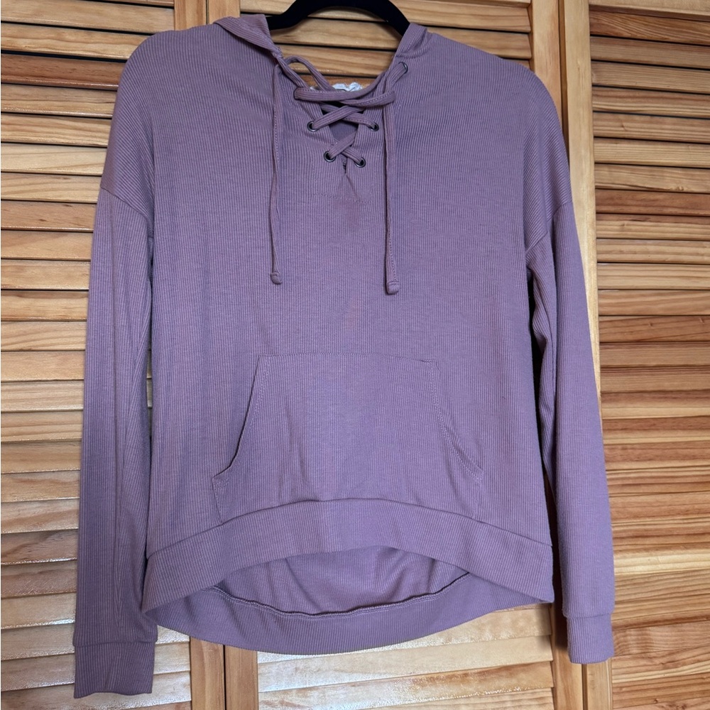 Women's Pink Lace-Up Hoodie